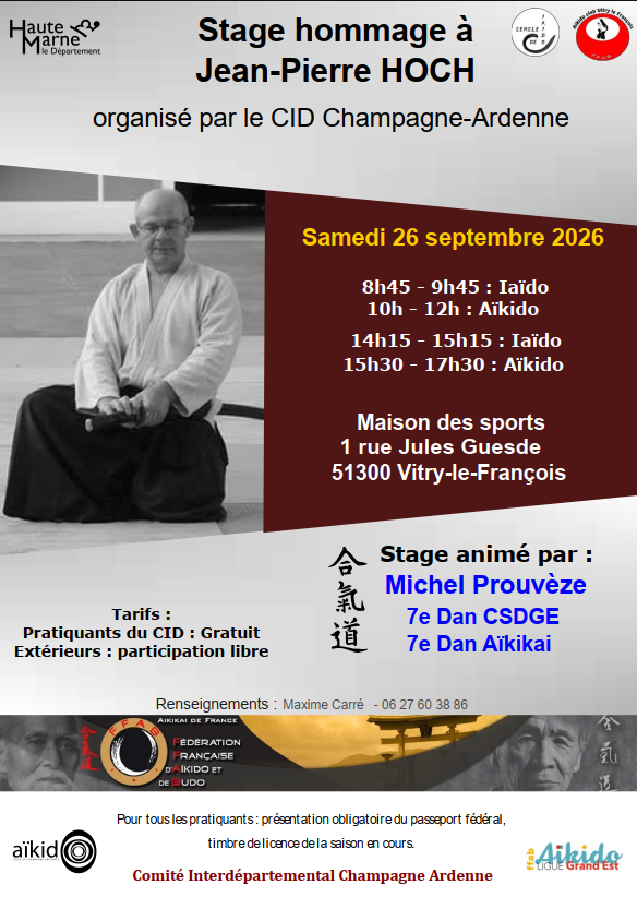 Stage hommage à jean pierre HOCH samedi 26 septembre 2026